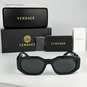 Versace Men Sunglasses Black Grey Rectangle VE4361 Medusa Biggie 536087 NEW